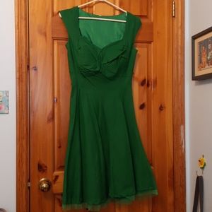 Green cap sleeve dress